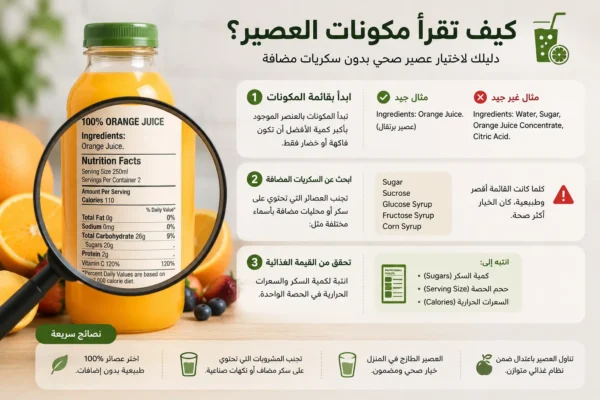 كيف تقرأ مكونات العصير؟ | عصائر خالية من السكر